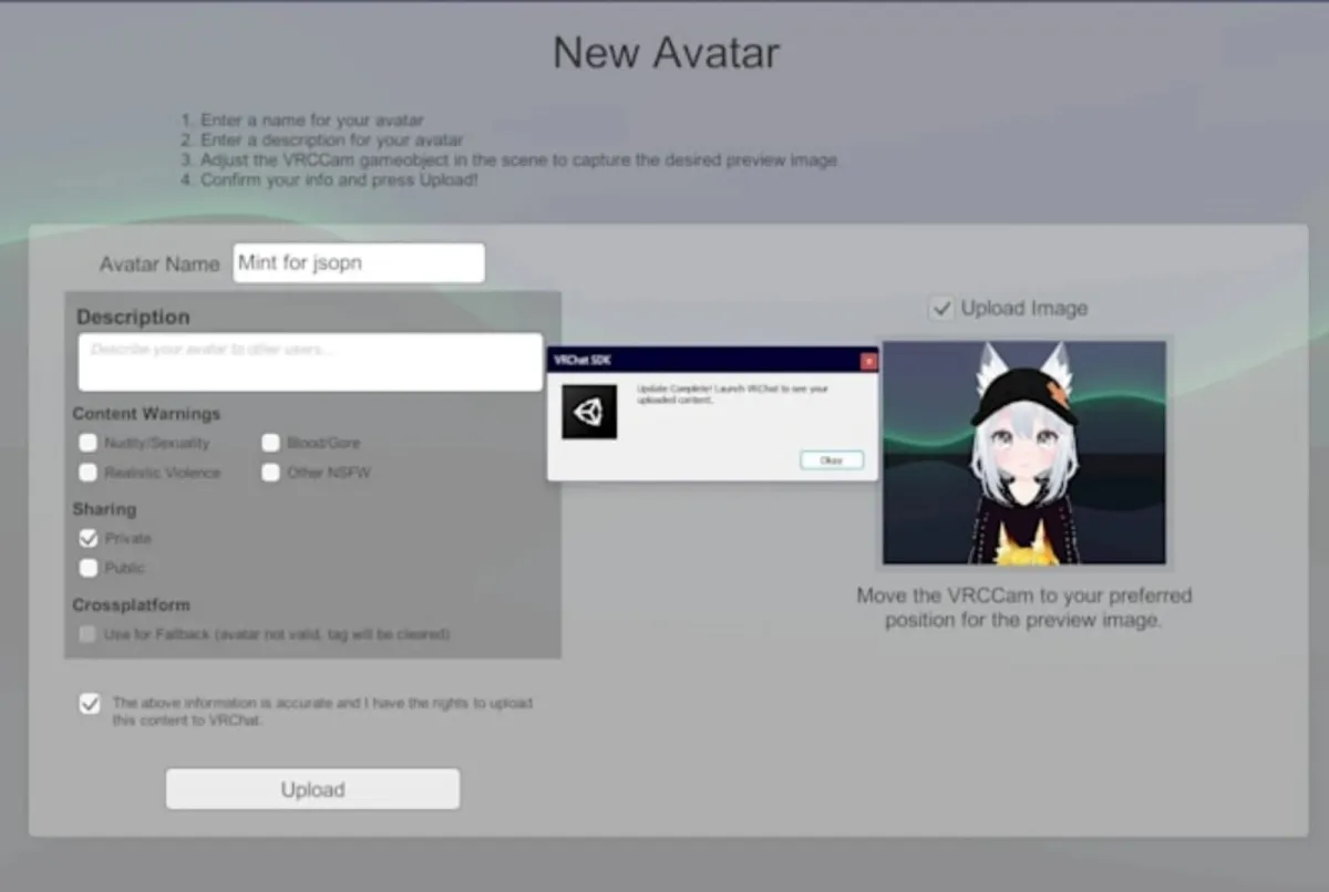 I will upload a vrchat avatar for you